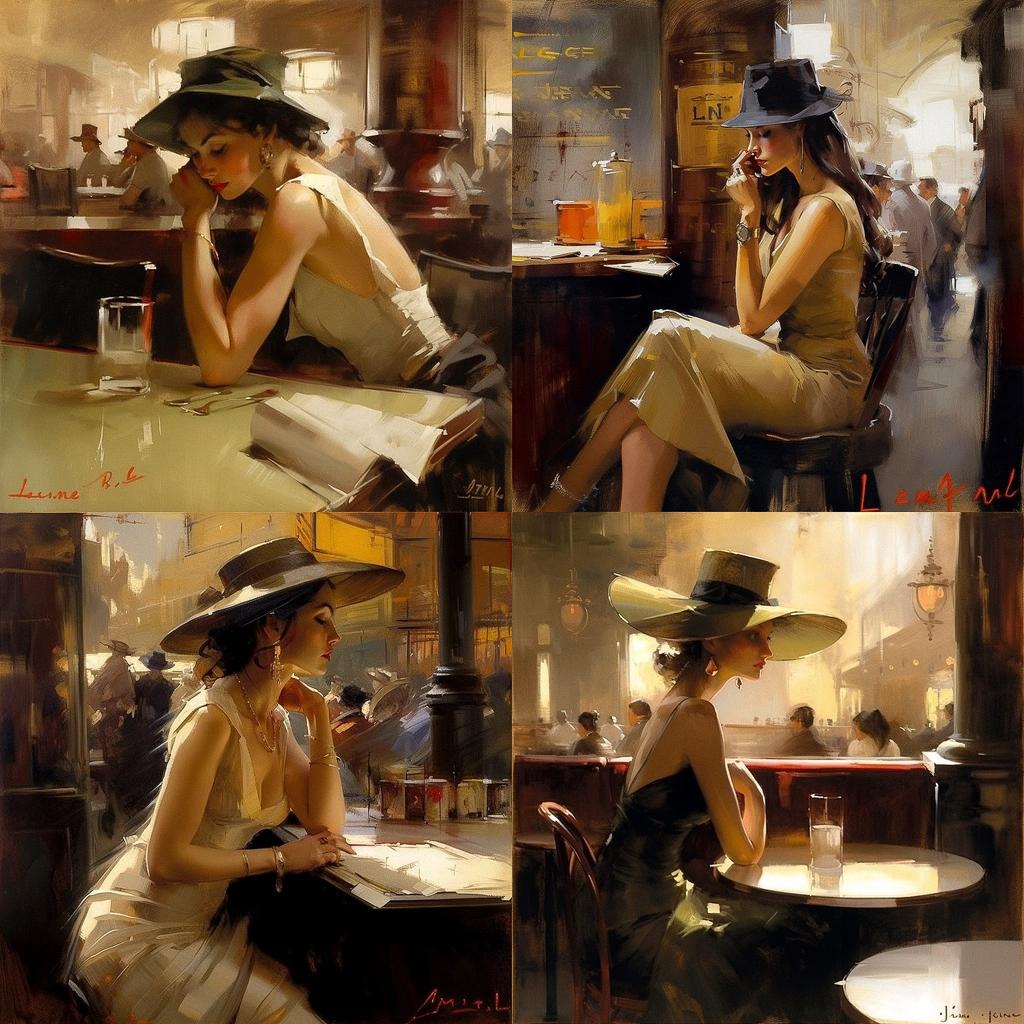 Raymond Leech style, Midjourney V5, render 1 of 4