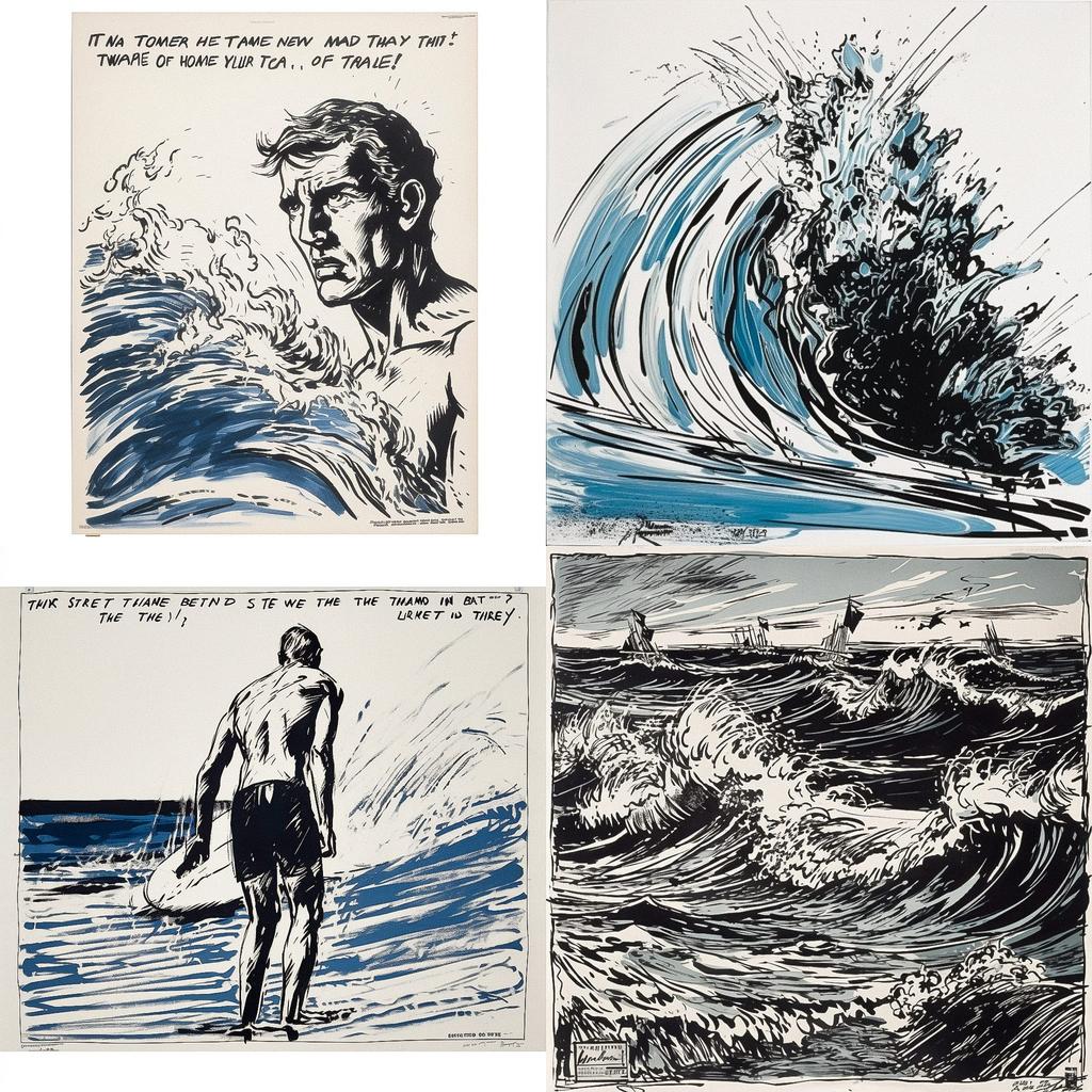 Raymond Pettibon style, Midjourney V5, render 1 of 4