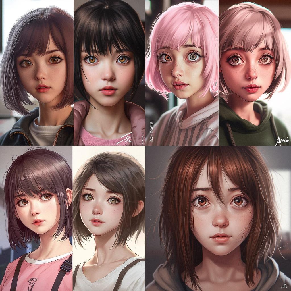 Realistic anime style style, Midjourney V5, render 1 of 4