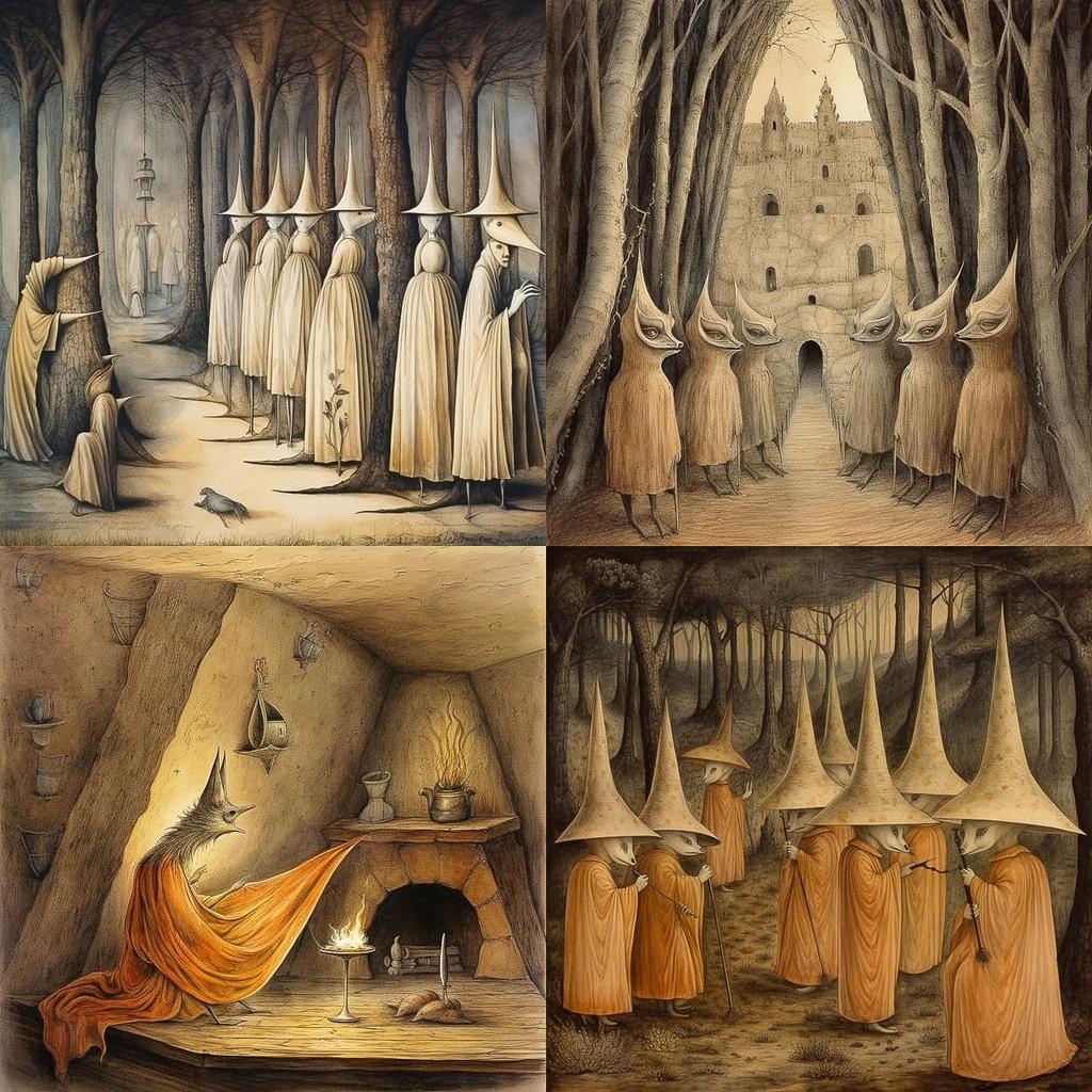 Remedios Varo style, Midjourney V5, render 1 of 4