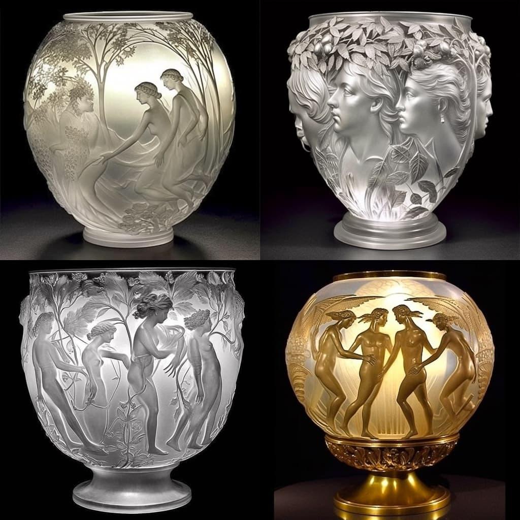 Rene Lalique style, Midjourney V5, render 1 of 4