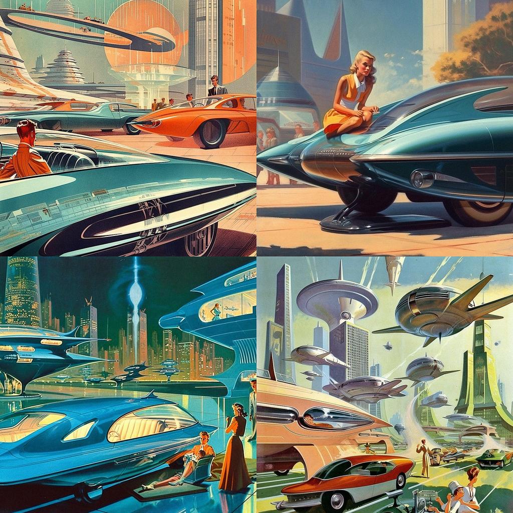Retrofuturism style, Midjourney V5, render 1 of 4