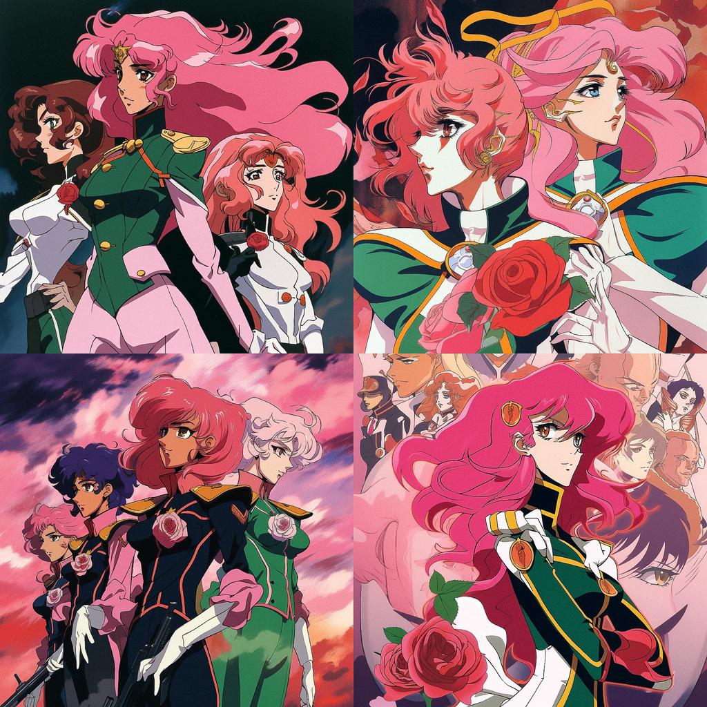Revolutionary Girl Utena style, Midjourney V5, render 1 of 4
