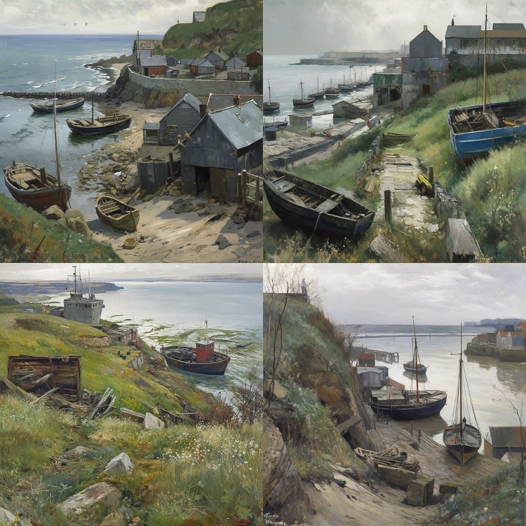 Richard Eurich style, Midjourney V5, render 1 of 4