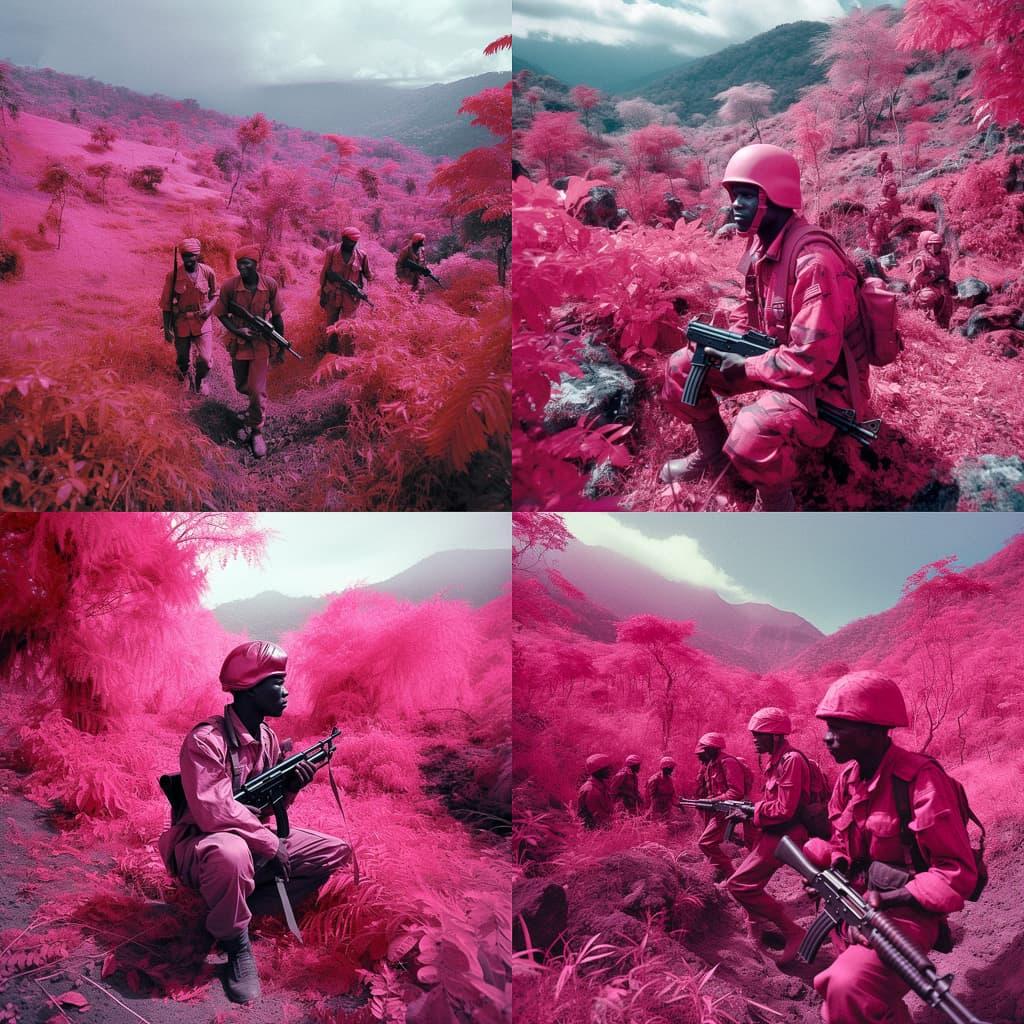 Richard Mosse style, Midjourney V5, render 1 of 4
