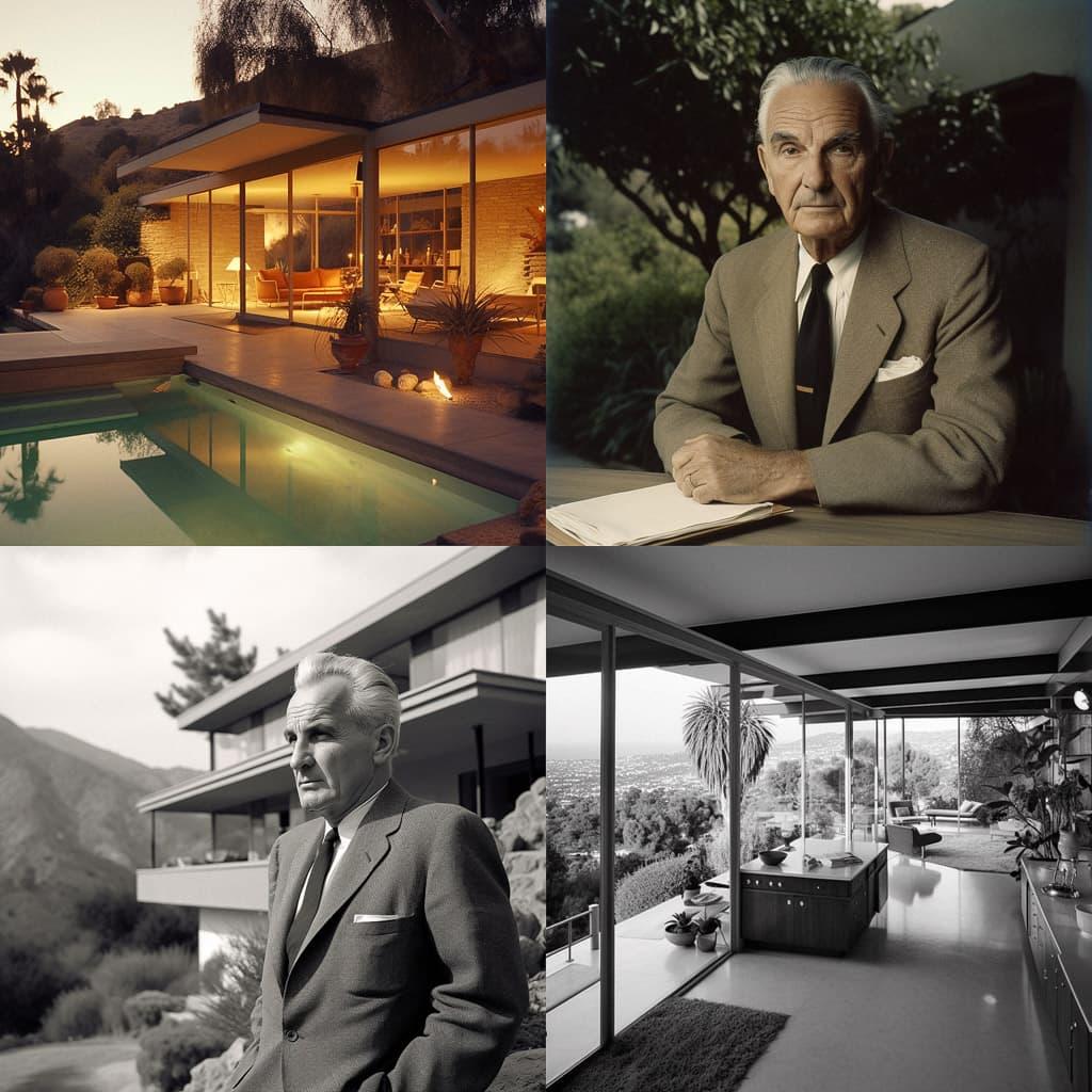 Richard Neutra style, Midjourney V5, render 1 of 4