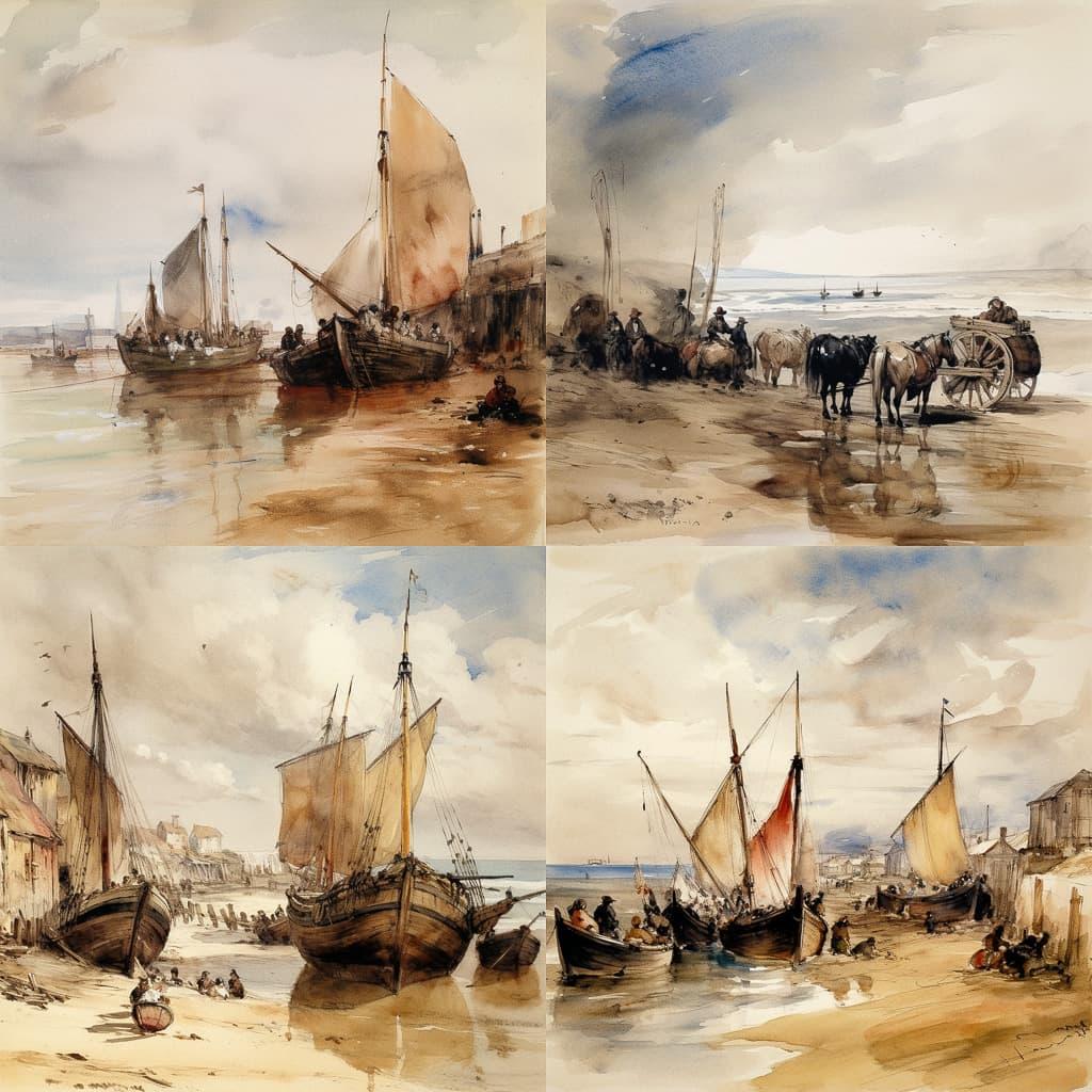 Richard Parkes Bonington style, Midjourney V5, render 1 of 4