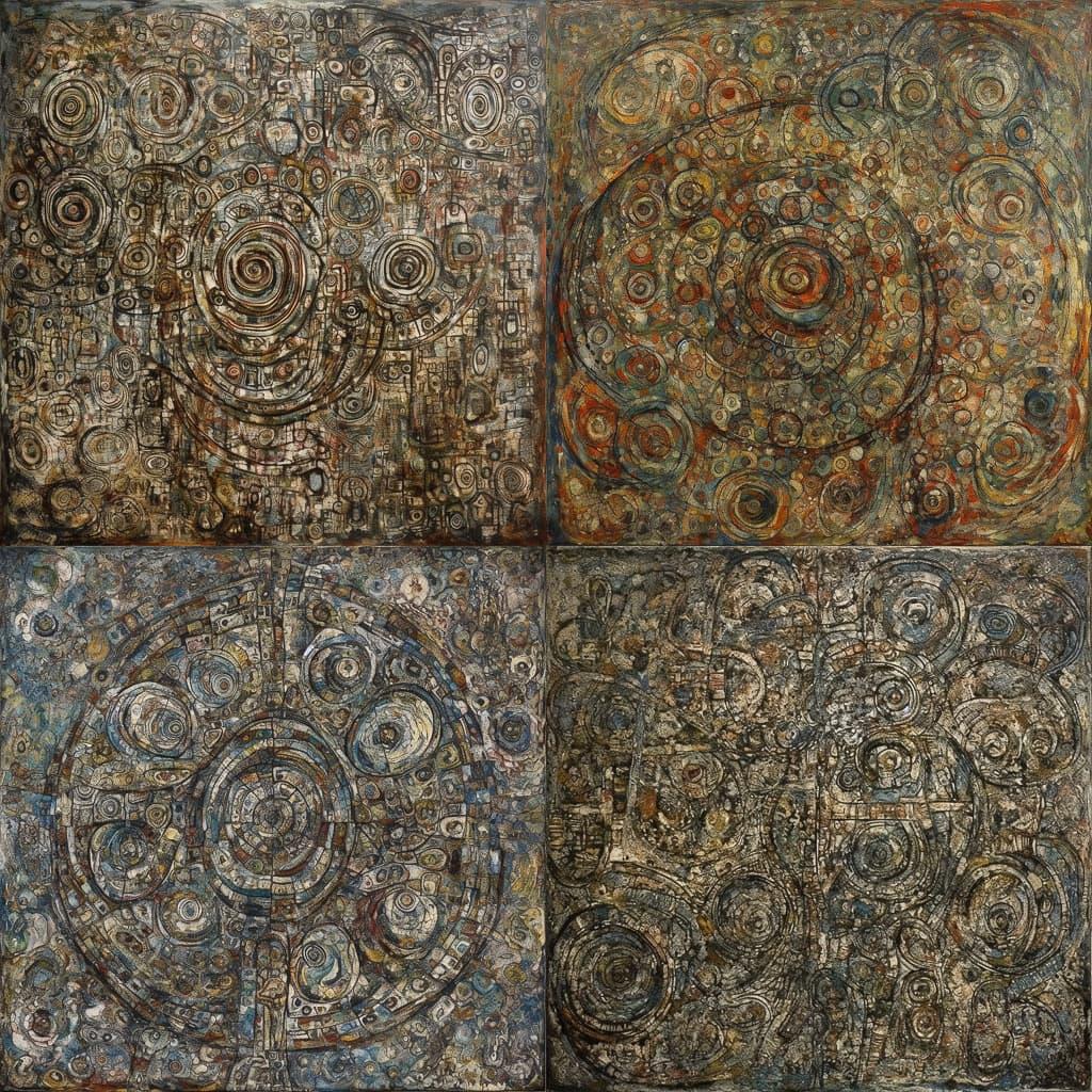 Richard Pousette-Dart style, Midjourney V5, render 1 of 4