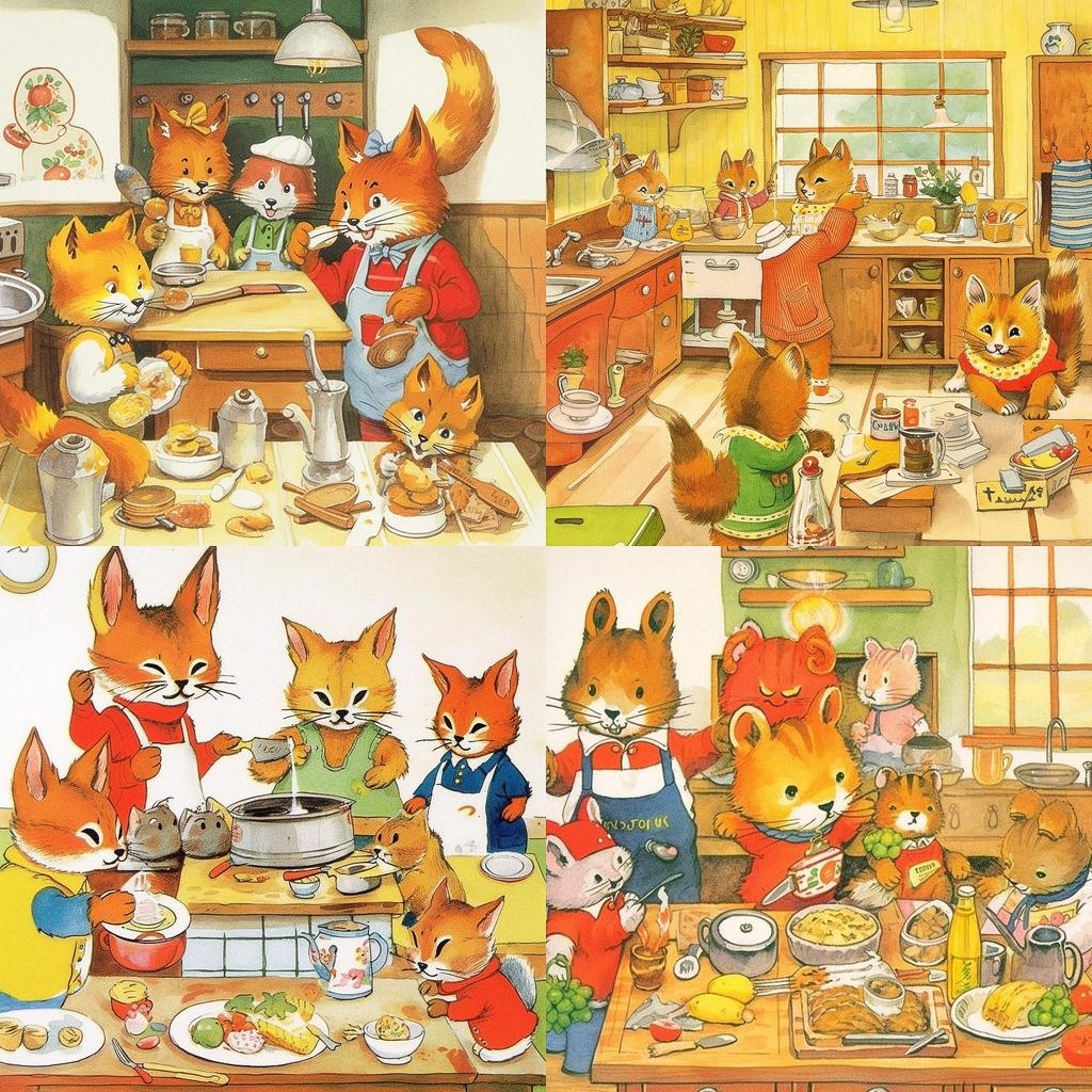 Richard Scarry style, Midjourney V5, render 1 of 4