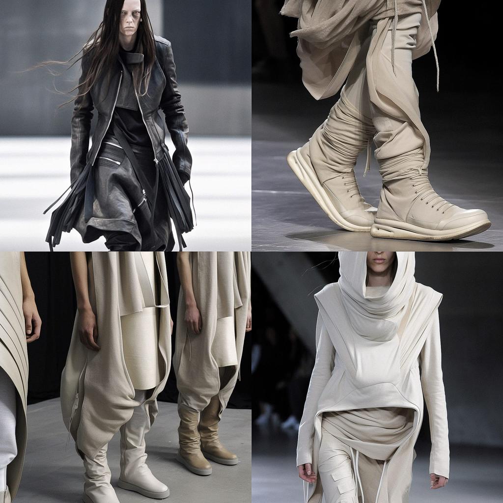 Rick Owens style, Midjourney V5, render 1 of 4
