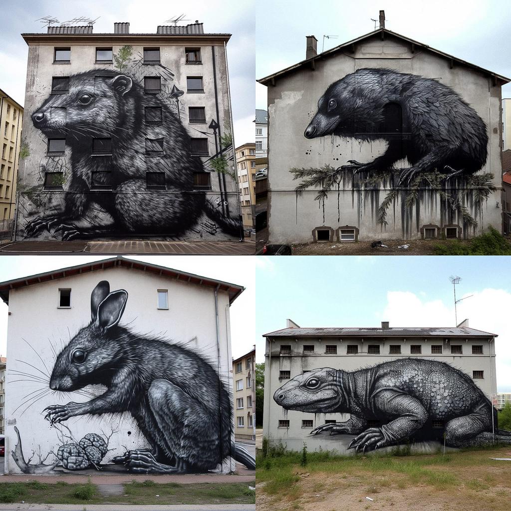 ROA style, Midjourney V5, render 1 of 4