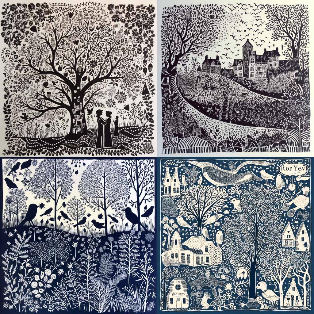 Rob Ryan style, Midjourney V5, render 1 of 4