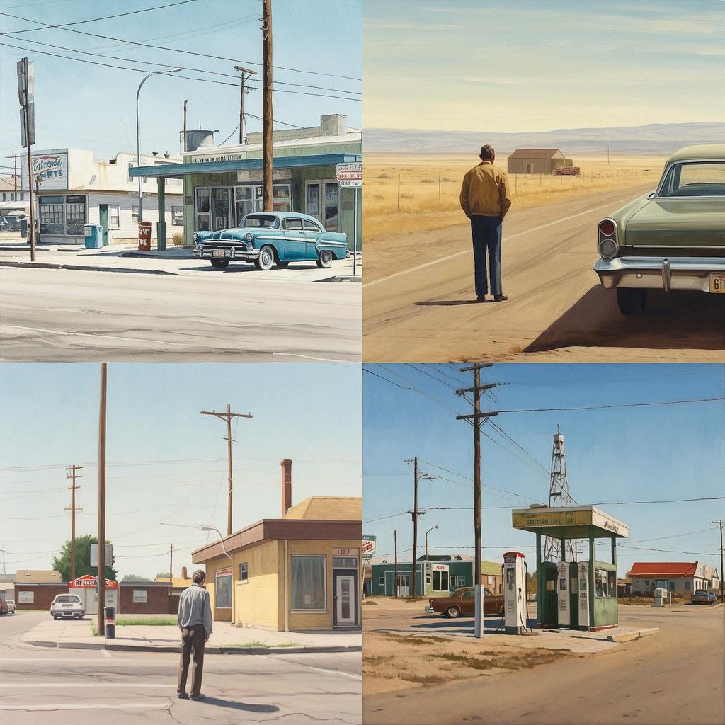 Robert Bechtle style, Midjourney V5, render 1 of 4