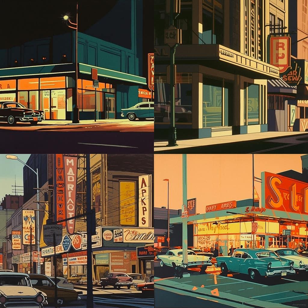 Robert Cottingham style, Midjourney V5, render 1 of 4