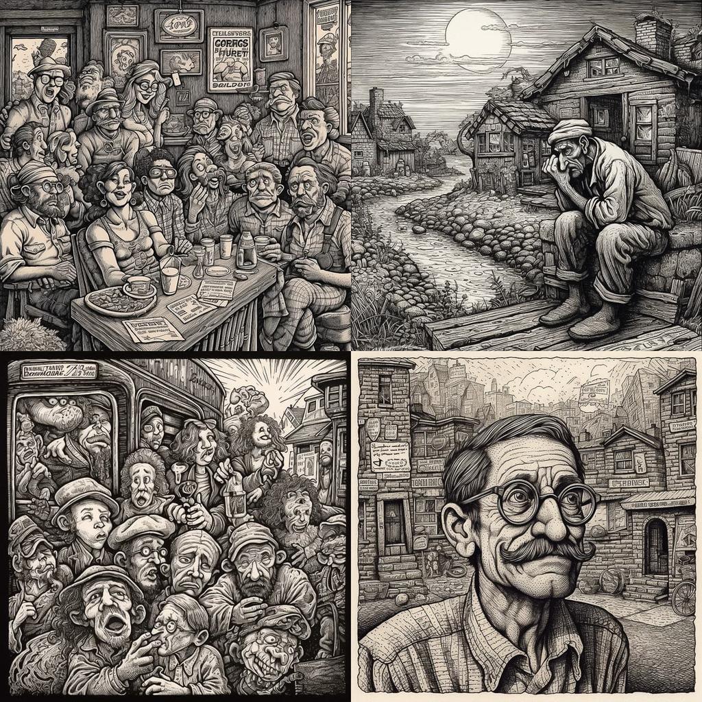 Robert Crumb style, Midjourney V5, render 1 of 4