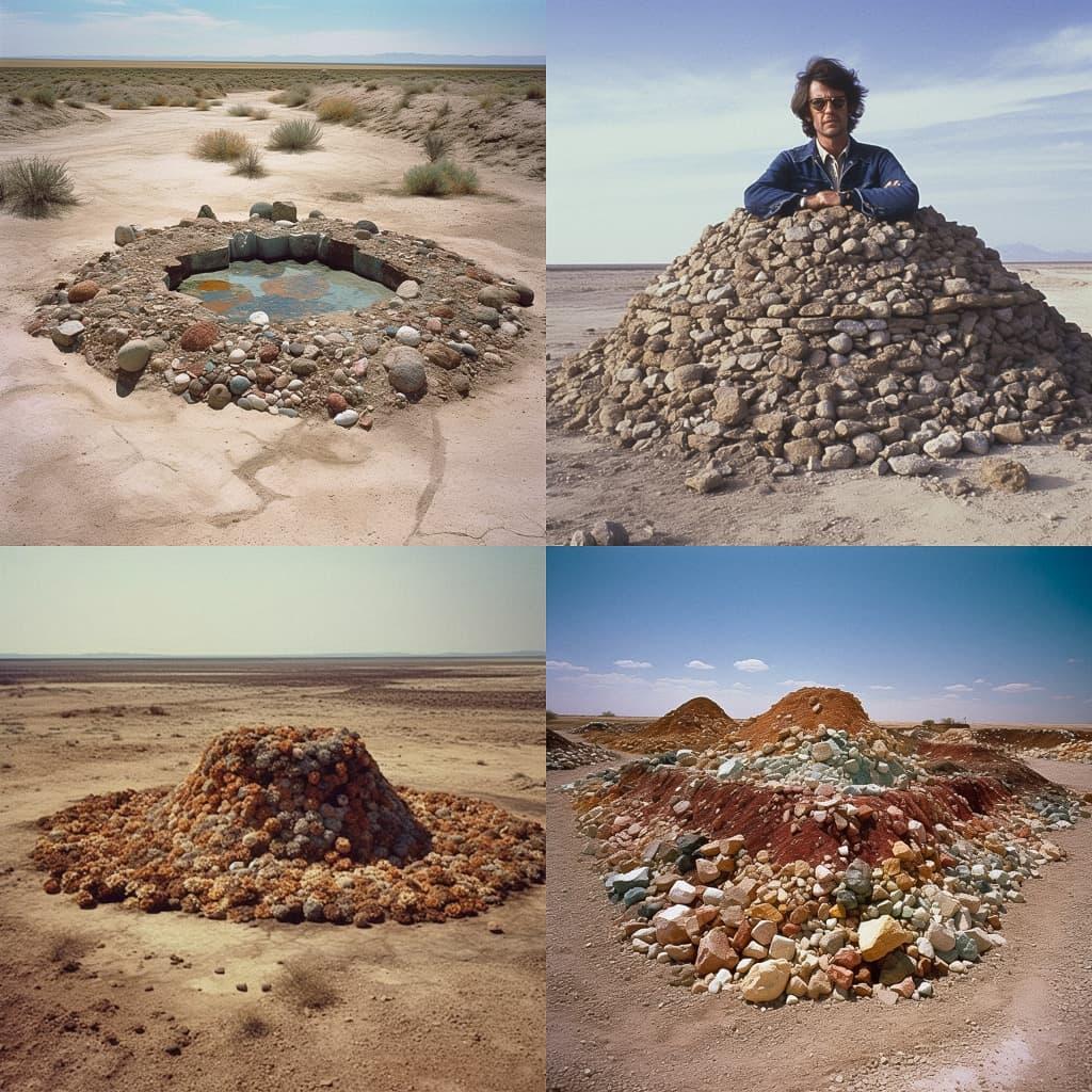 Robert Smithson style, Midjourney V5, render 1 of 4
