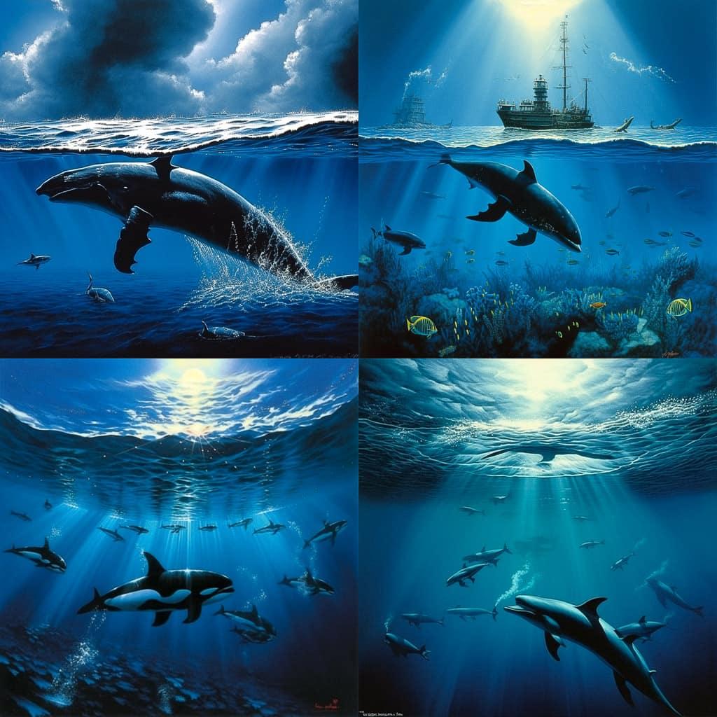Robert Wyland style, Midjourney V5, render 1 of 4
