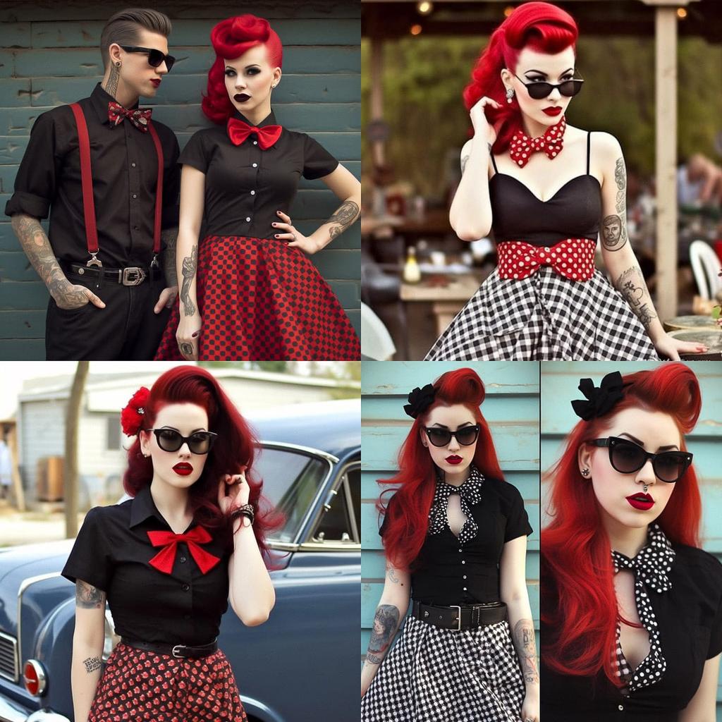 Rockabilly fashion style, Midjourney V5, render 1 of 4