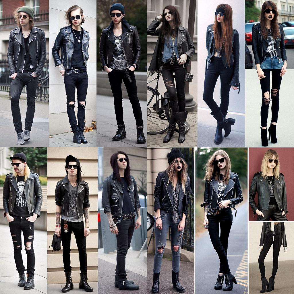 Rocker fashion style, Midjourney V5, render 1 of 4