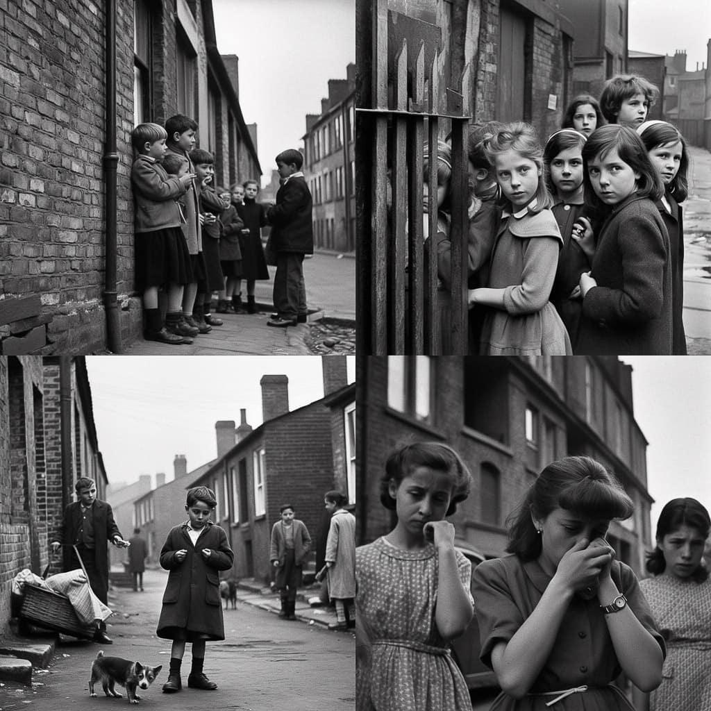 Roger Mayne style, Midjourney V5, render 1 of 4