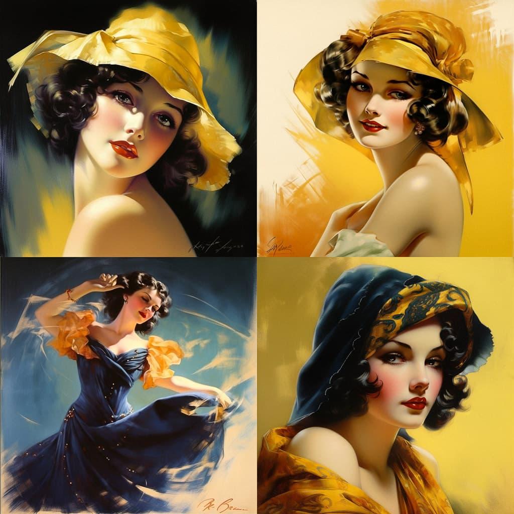 Rolf Armstrong style, Midjourney V5, render 1 of 4