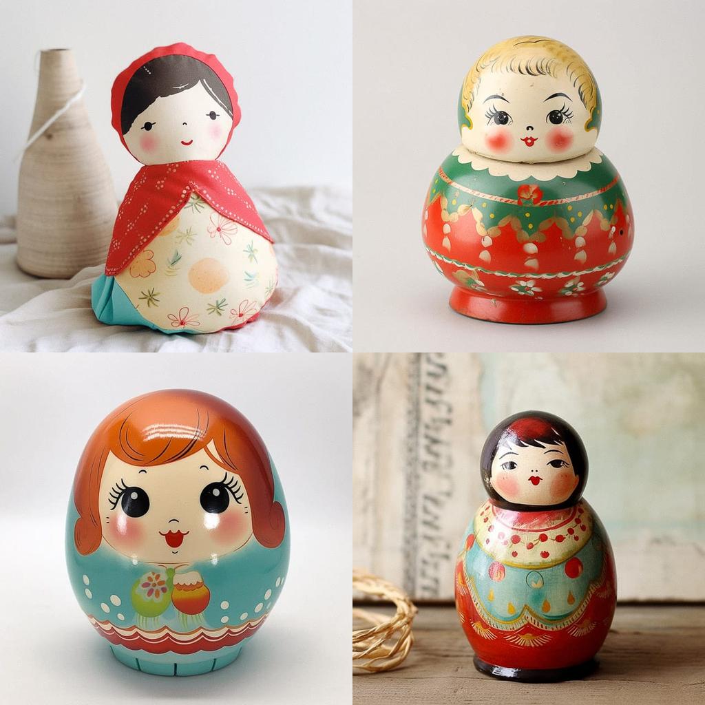 Roly-poly doll style, Midjourney V5, render 1 of 4