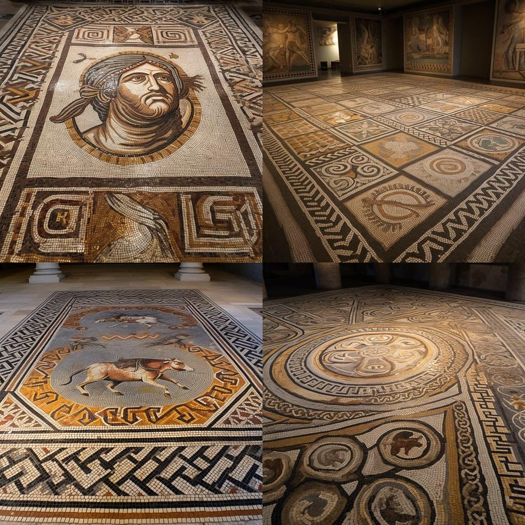 Roman mosaic style, Midjourney V5, render 1 of 4