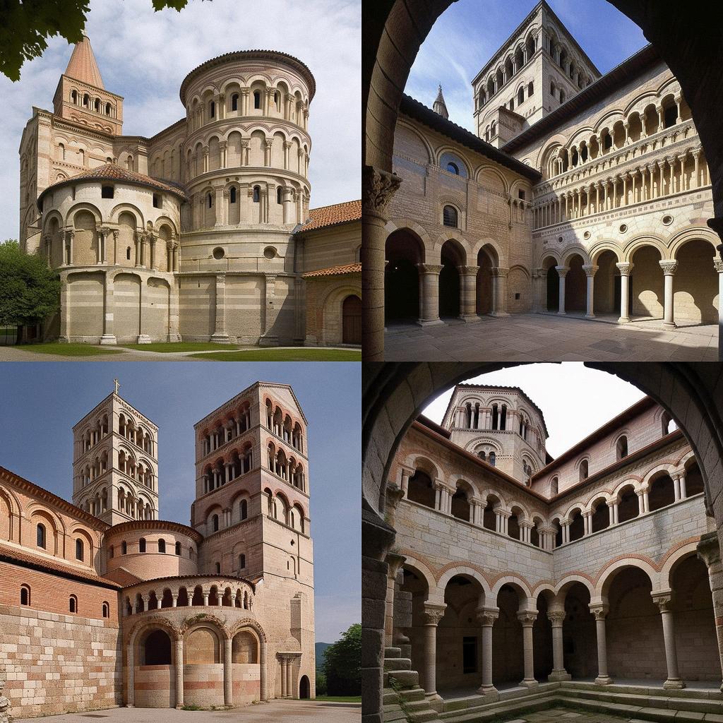 Romanesque architecture style, Midjourney V5, render 1 of 4