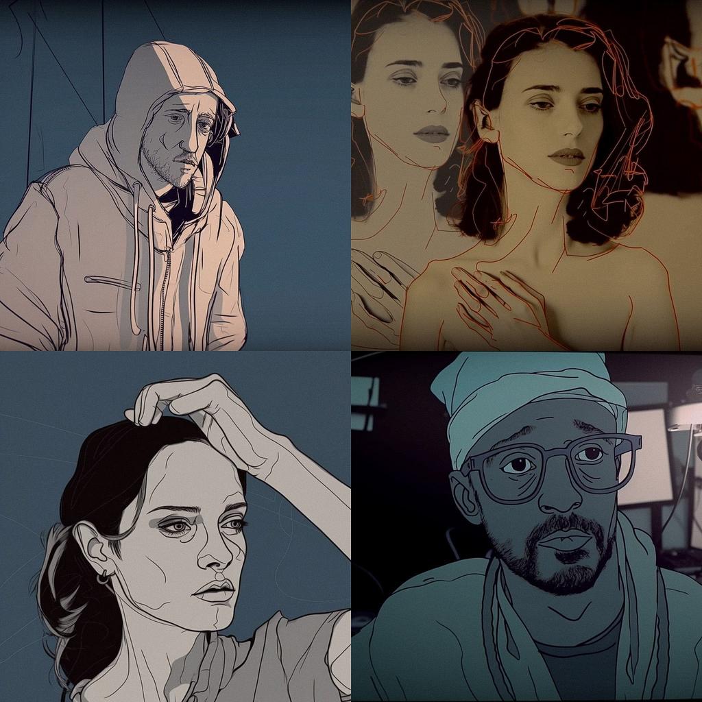 Rotoscope animation style, Midjourney V5, render 1 of 4
