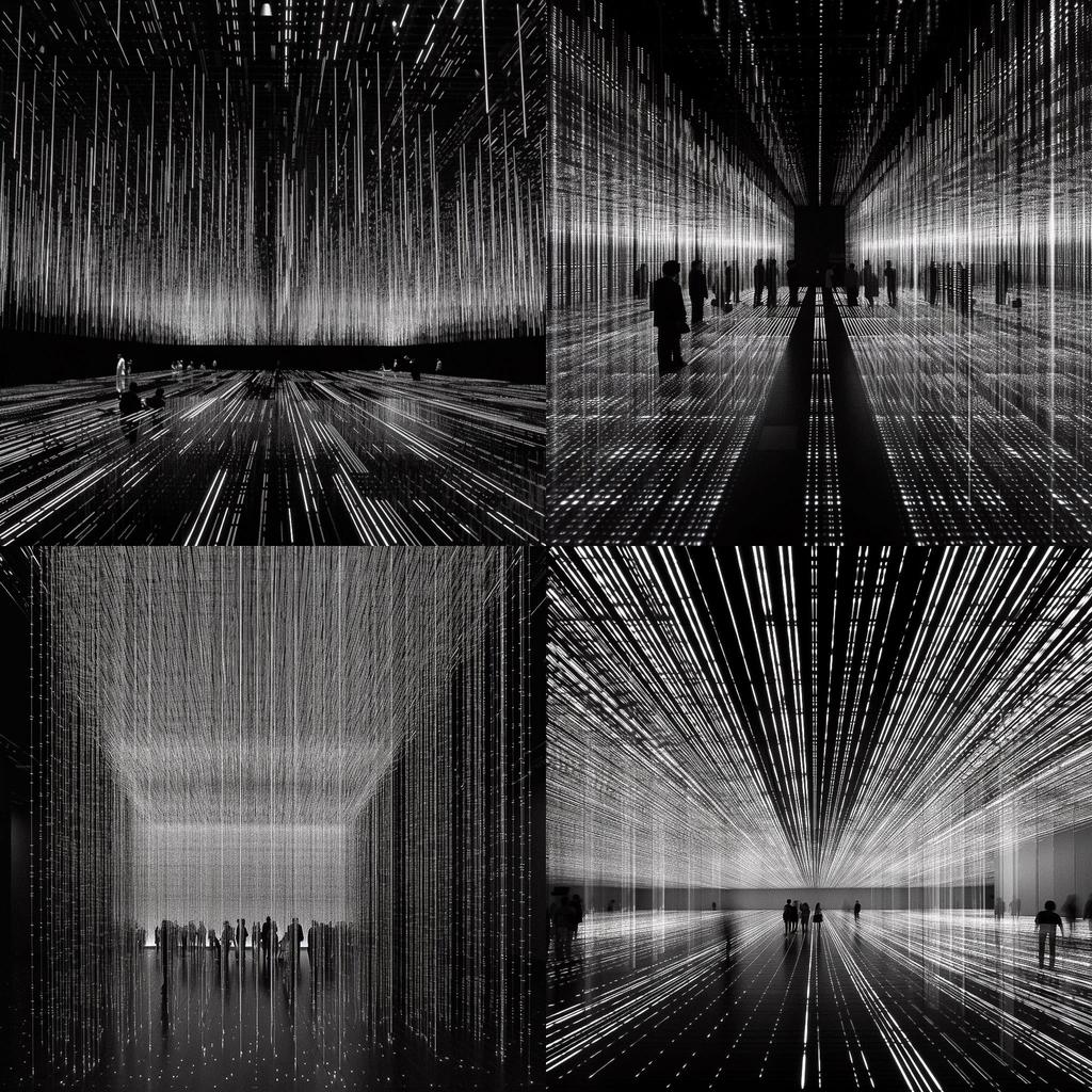 Ryoji Ikeda style, Midjourney V5, render 1 of 4