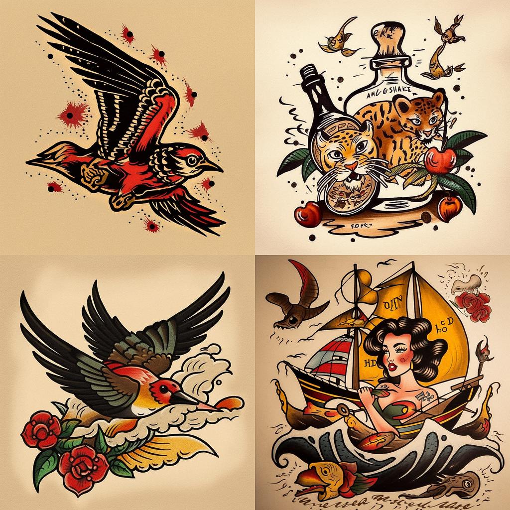 Sailor Jerry style, Midjourney V5, render 1 of 4
