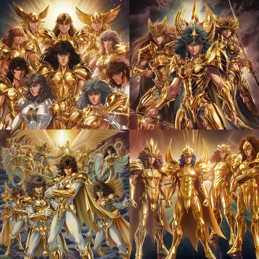 Saint Seiya style, Midjourney V5, render 1 of 4