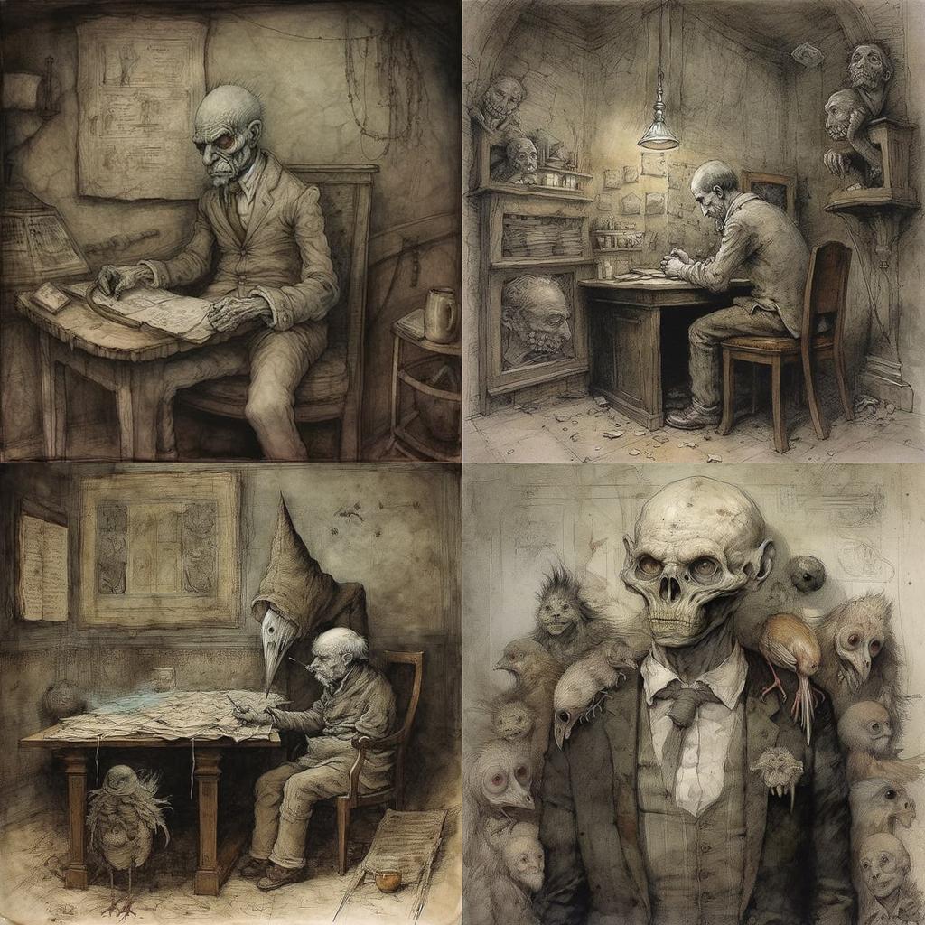 Santiago Caruso style, Midjourney V5, render 1 of 4