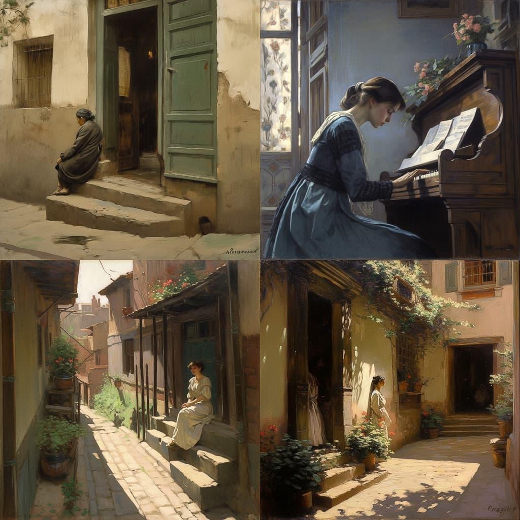 Santiago Rusinol style, Midjourney V5, render 1 of 4
