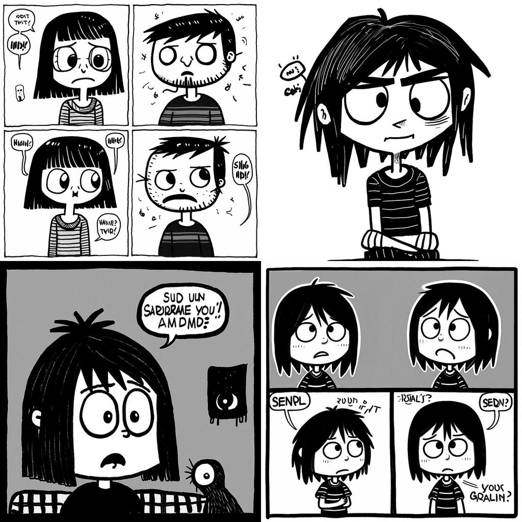 Sarah Andersen style, Midjourney V5, render 1 of 4