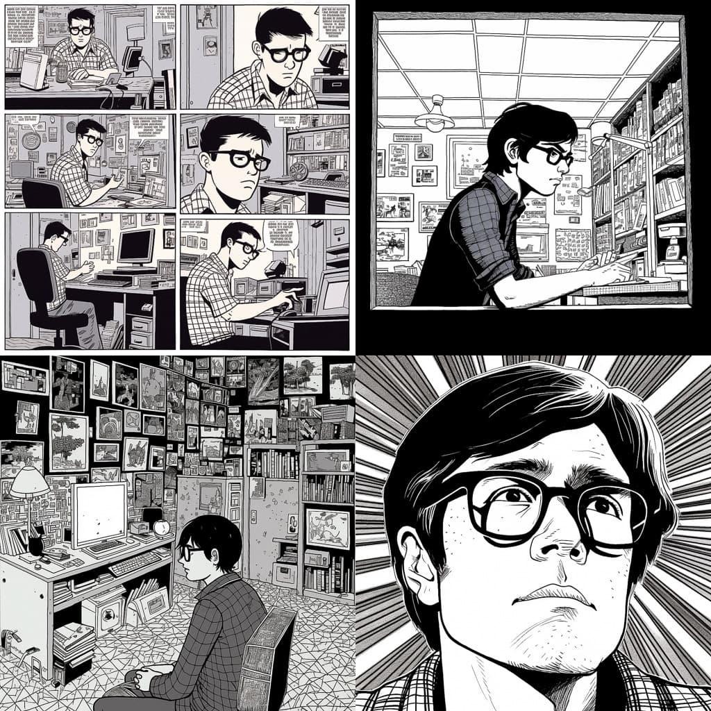 Scott McCloud style, Midjourney V5, render 1 of 4