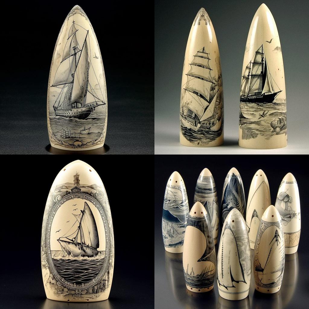 Scrimshaw style, Midjourney V5, render 1 of 4
