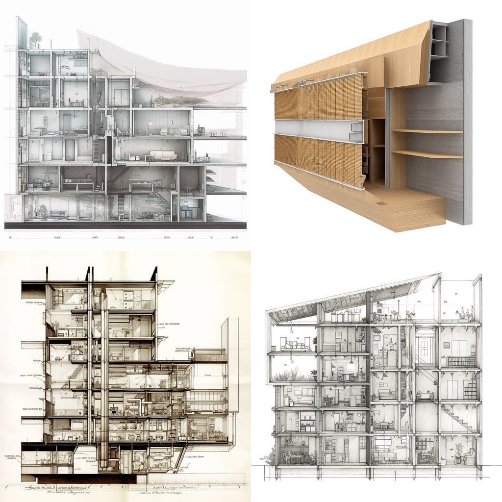 Sectional view style, Midjourney V5, render 1 of 4