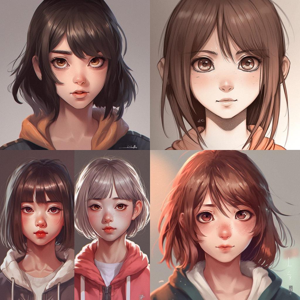 Semi-realistic anime style style, Midjourney V5, render 1 of 4