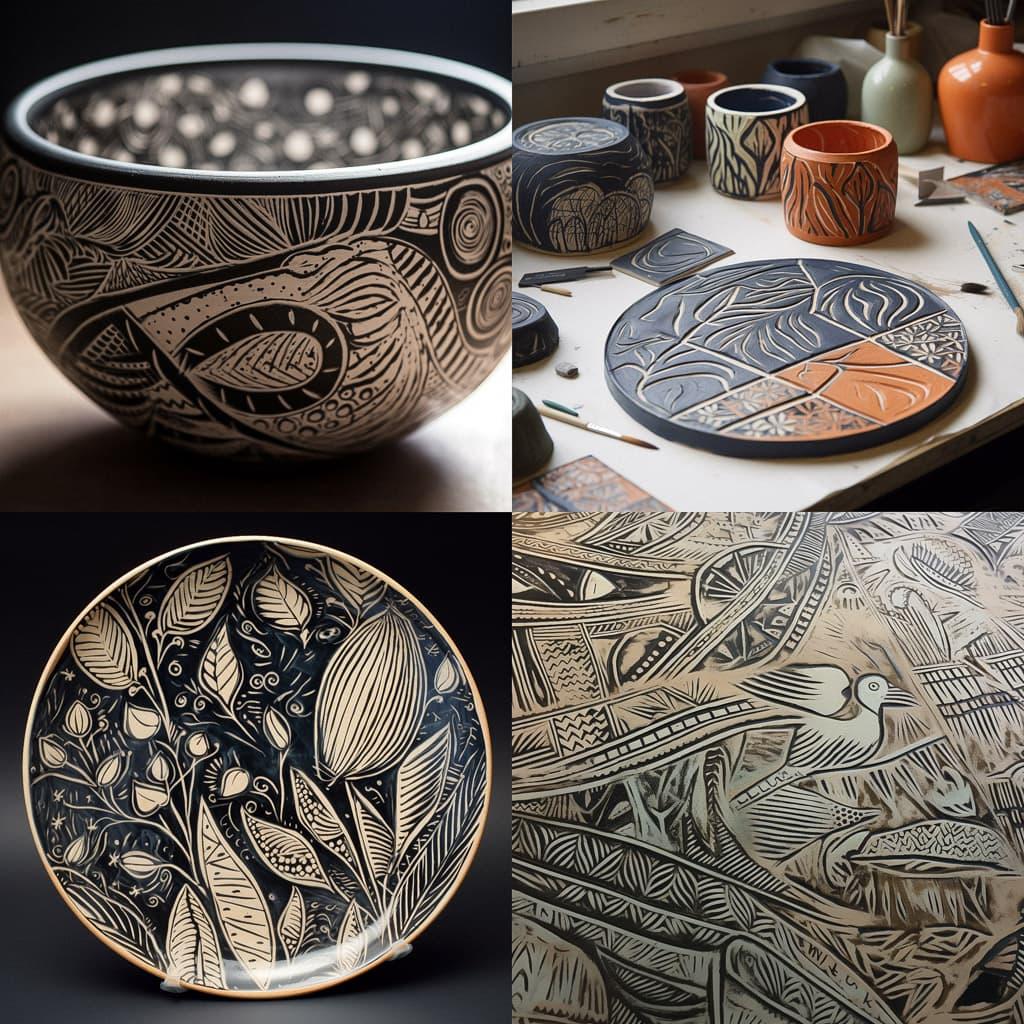 Sgraffito style, Midjourney V5, render 1 of 4