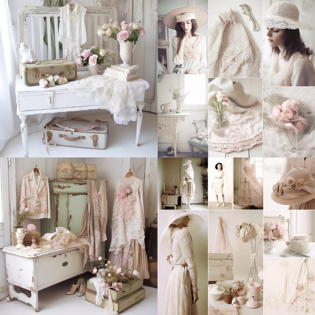 Shabby chic fashion style, Midjourney V5, render 1 of 4