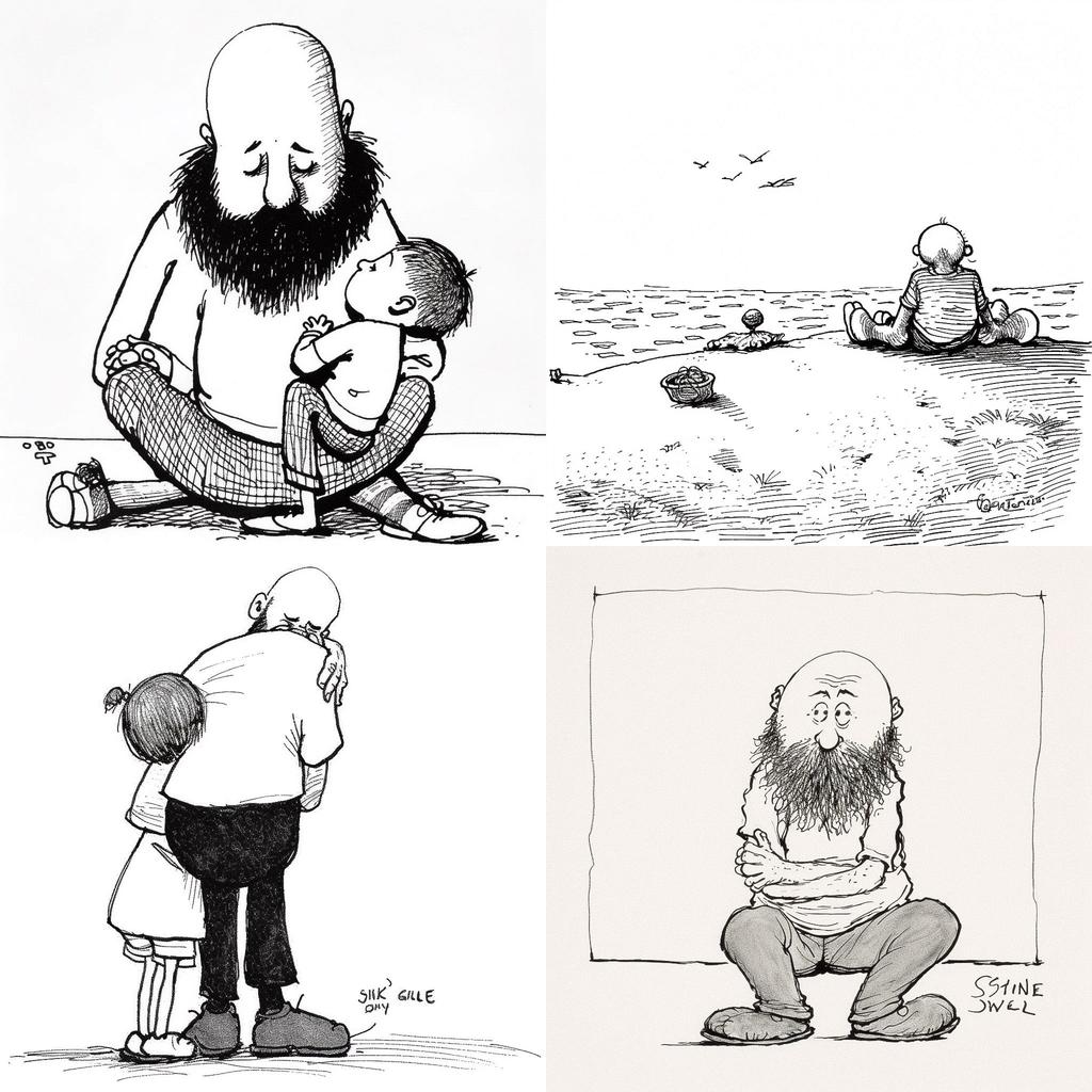 Shel Silverstein style, Midjourney V5, render 1 of 4