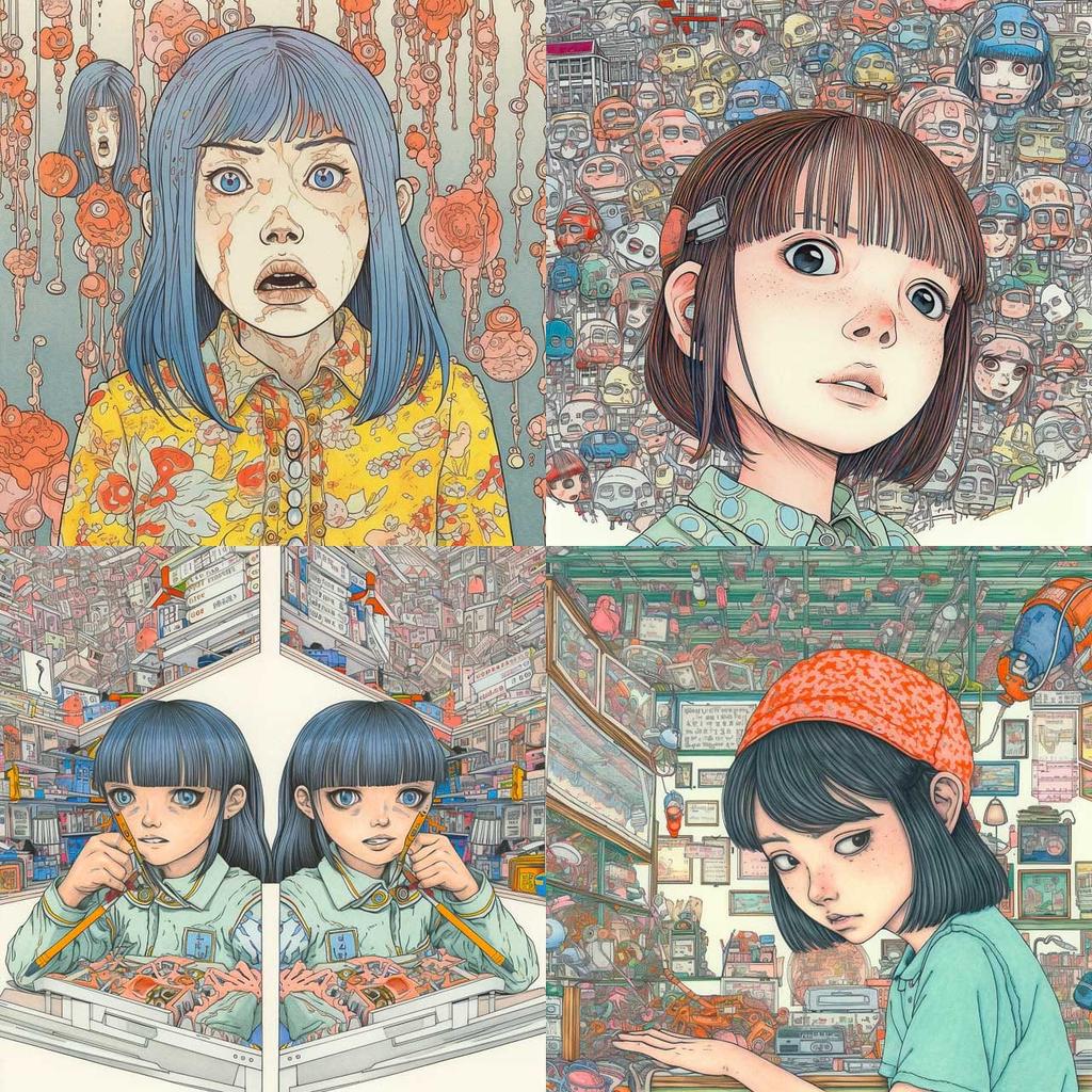 Shintaro Kago style, Midjourney V5, render 1 of 4