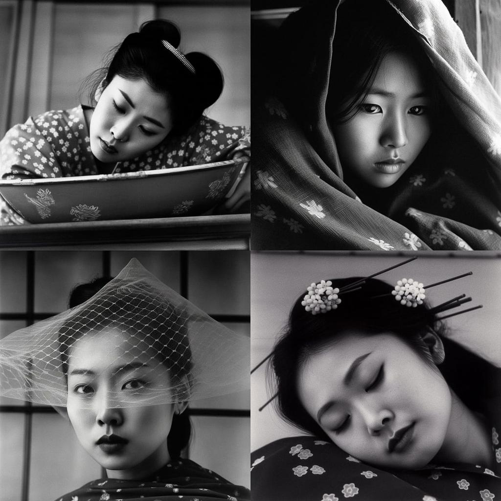 Shomei Tomatsu style, Midjourney V5, render 1 of 4