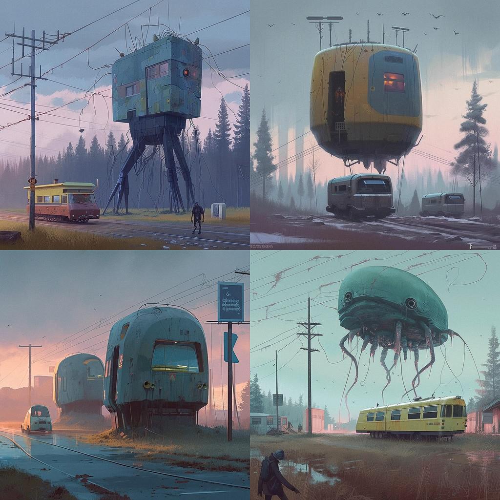 Simon Stalenhag style, Midjourney V5, render 1 of 4