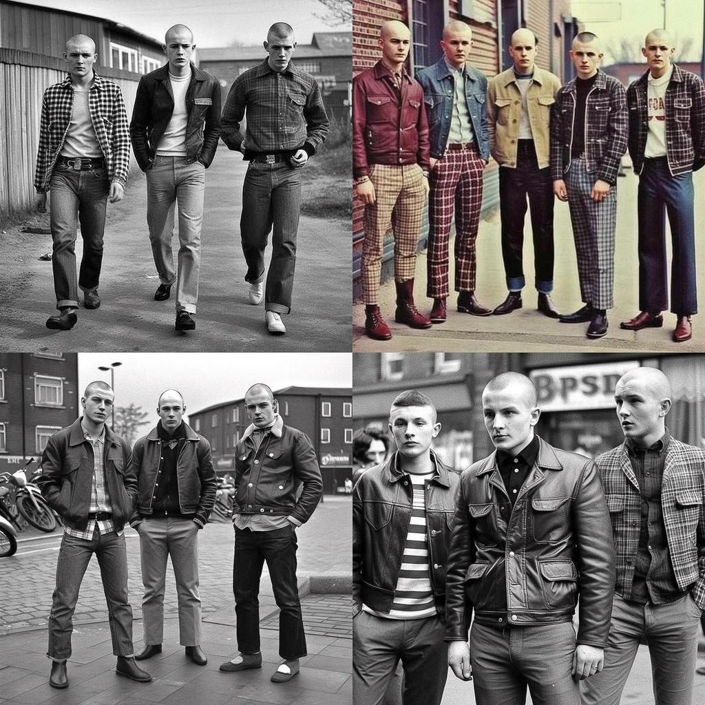 Skinhead fashion style, Midjourney V5, render 1 of 4
