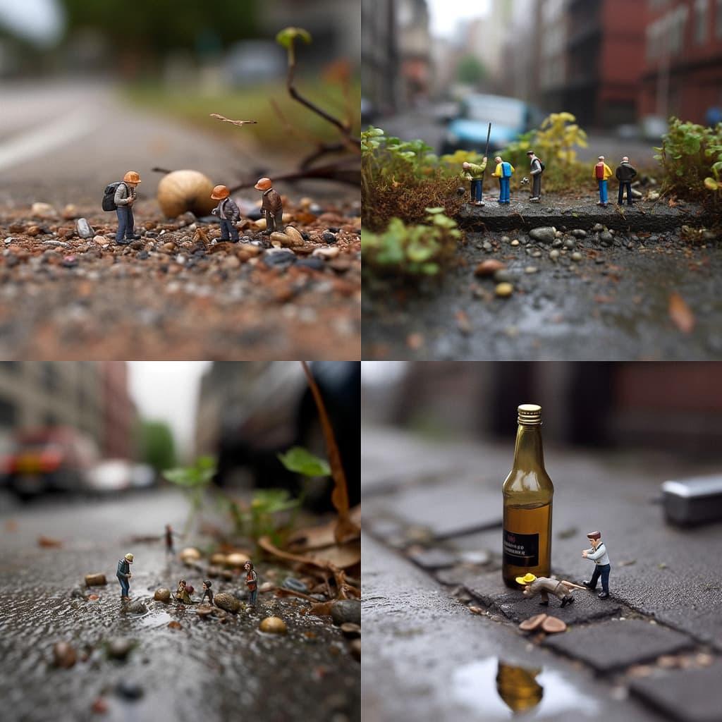 Slinkachu style, Midjourney V5, render 1 of 4
