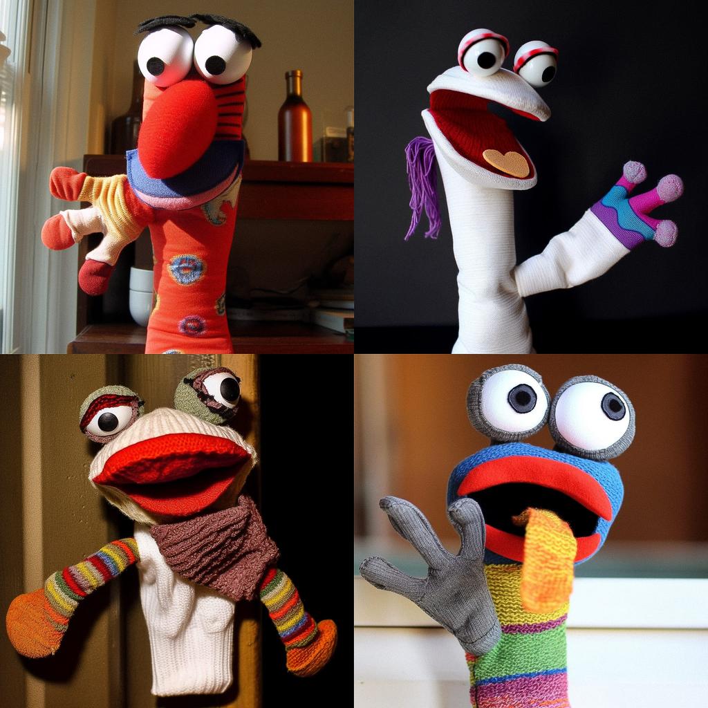 Sock puppet style style, Midjourney V5, render 1 of 4