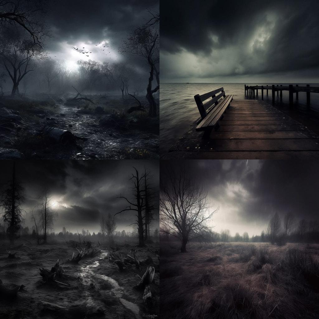 Somber atmosphere style, Midjourney V5, render 1 of 4