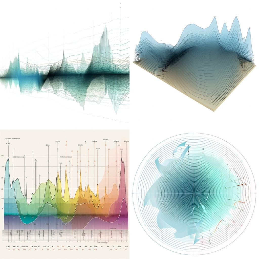 Sound wave diagram style, Midjourney V5, render 1 of 4